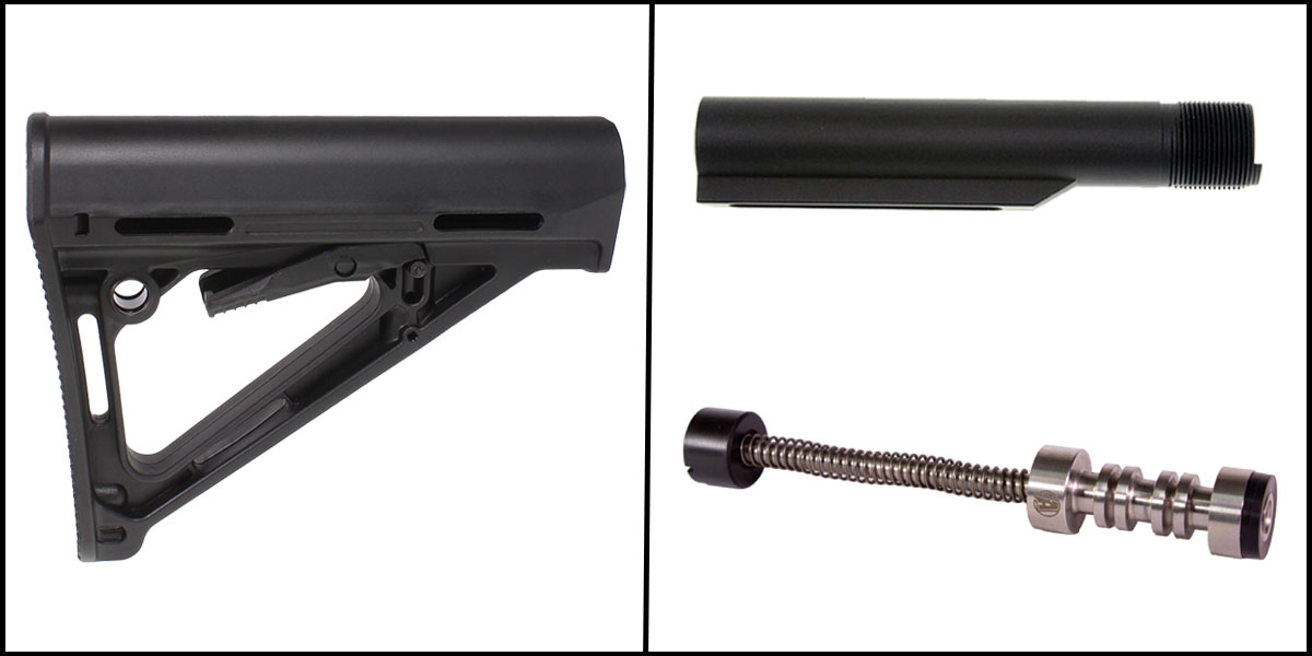 Buffer Tube Kits: Armaspec Sound Mitigation Buffer - Carbine Gen4 + Recoil Technologies Mil-Spec Heavy-Duty 6 Position Buffer Kit + Magpul MOE SL Carbine AR15 Stock, Black, for Mil-Spec Tube